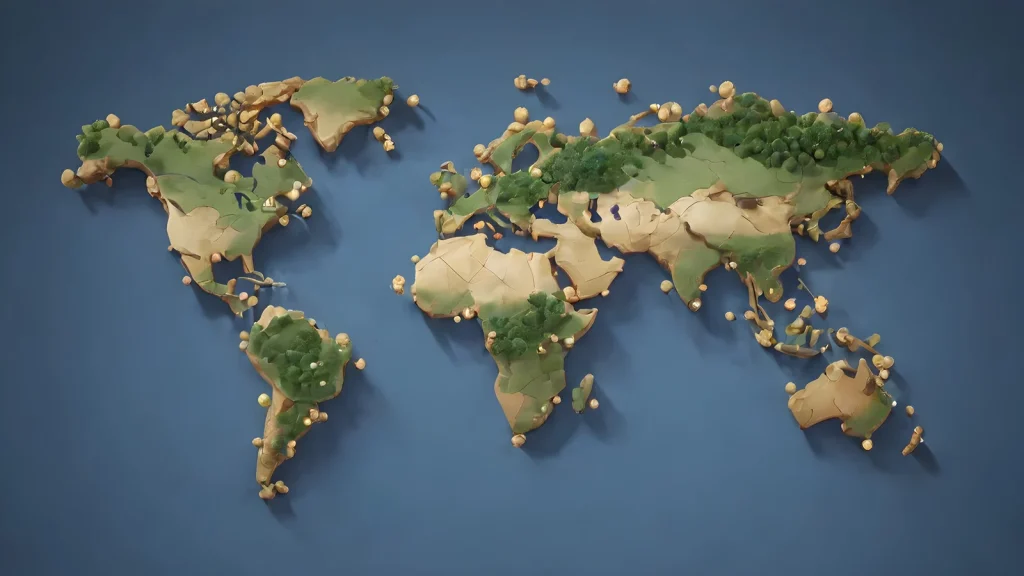 Karta gradova svijeta i zelenila