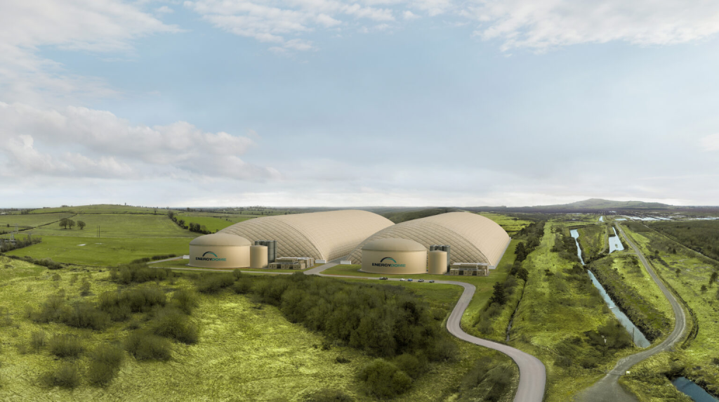 Projekt baterije na CO2 tvrtke Energy Dome u blizini mjesta Rhode u okrugu Offaly u Irskoj